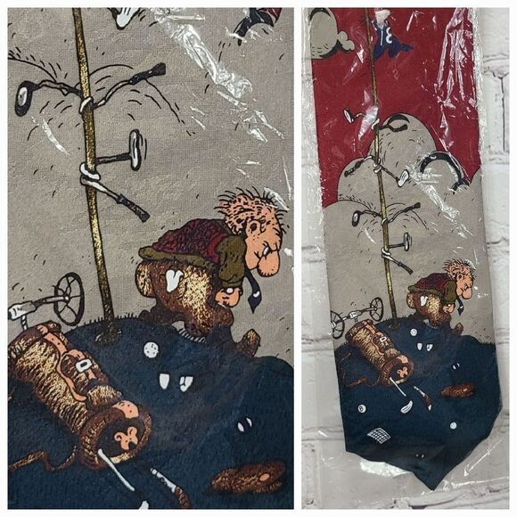 NWT Men's Grumpy Old Golfer Funny Necktie Funky Vintage Novelty Golf Neck Tie - Picture 1 of 7